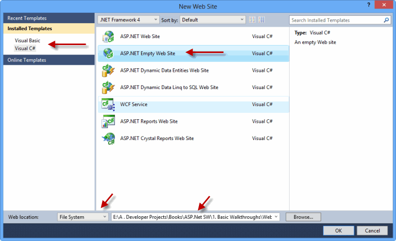 آموزش ایجاد یک وب سایت جدید ASP.Net در ویژوال استودیو