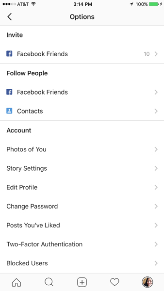 آموزش تعیین تنظیمات (Setting)  مورد نظر در Instagram