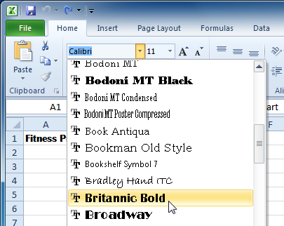 نحوه تغییر نوع قلم نوشته Font در Excel 2010