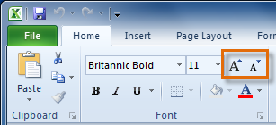 نحوه تغییر اندازه قلم نوشته Font در Excel 2010