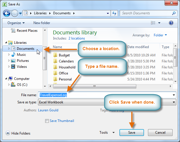 نحوه استفاده از دستور Save as در Excel 2010