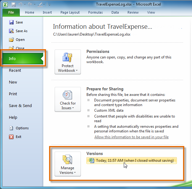 استفاده از قابلیت بازیابی خودکار فایل (Auto Recover) در Excel 2010